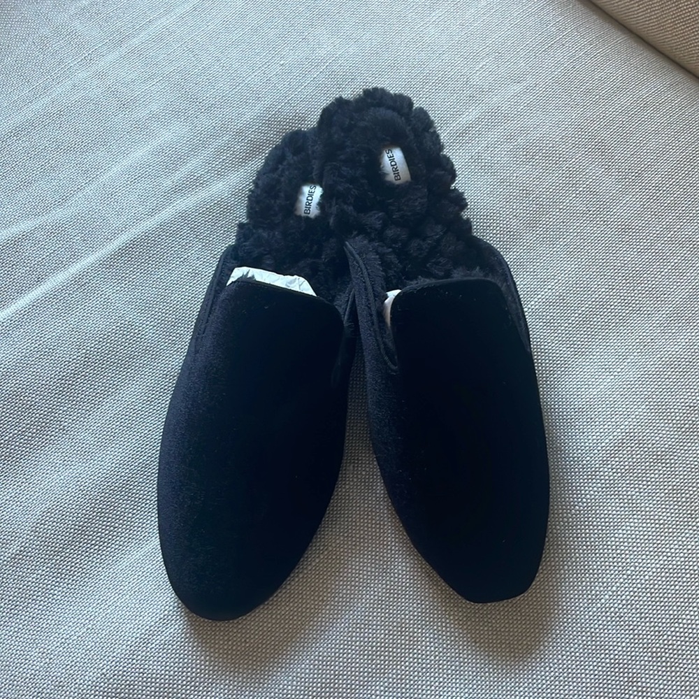 Birdies THE PHOEBE in Black Velvet Faux Fur